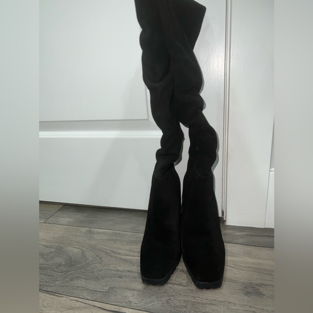 Black Calf High Boots